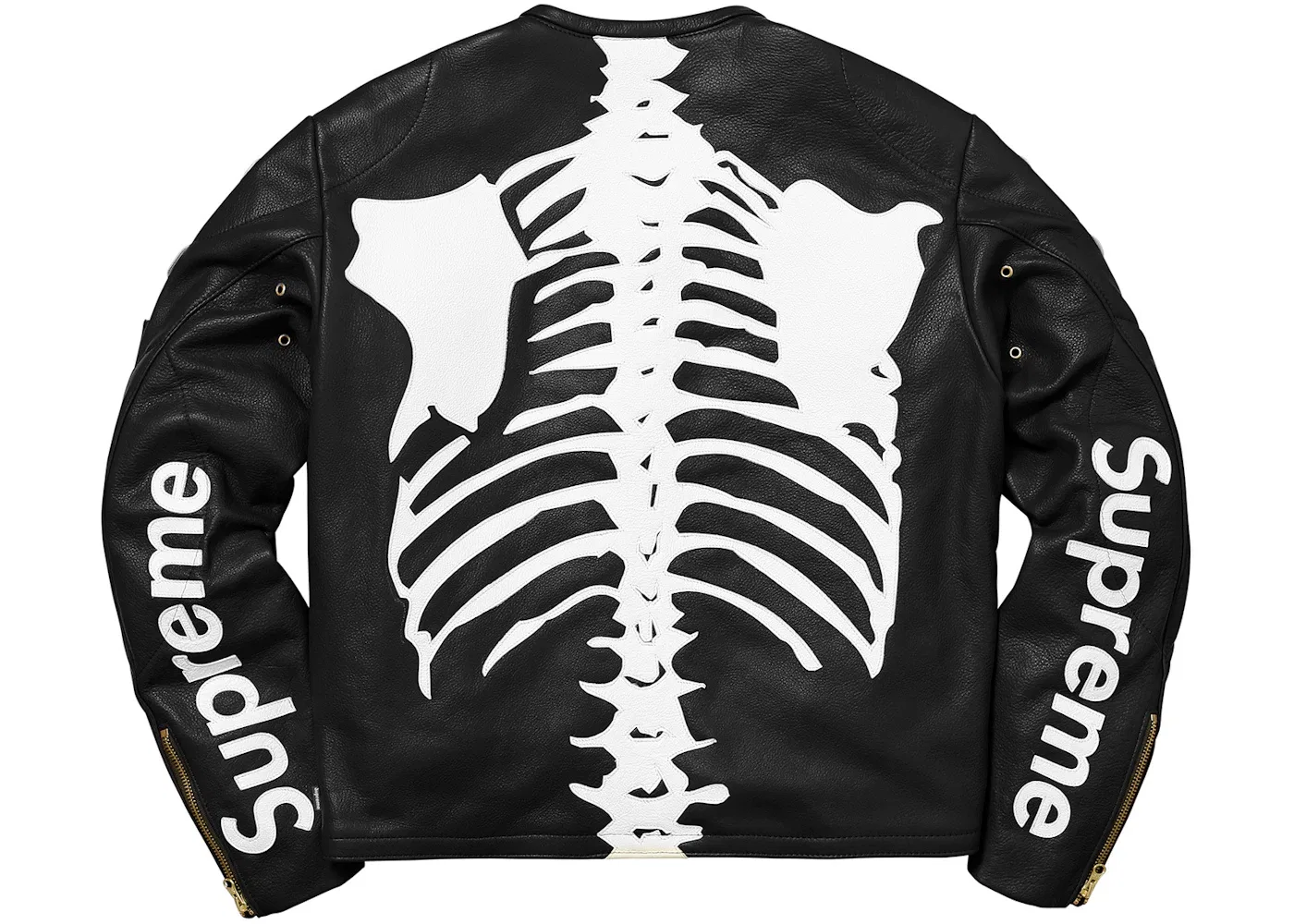 Мужская кожаная куртка с принтом Bones Supreme — фото 3