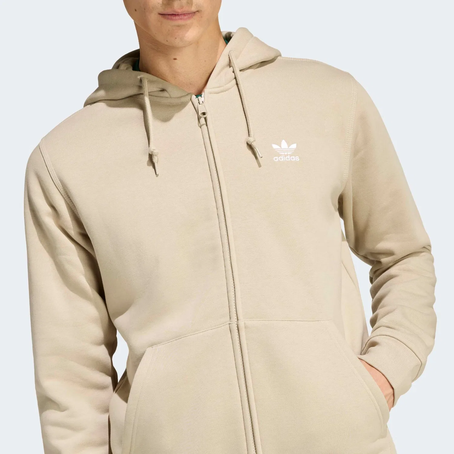 Мужская куртка с капюшоном Trefoil Essentials Adidas Originals, Stone Khaki — фото 4