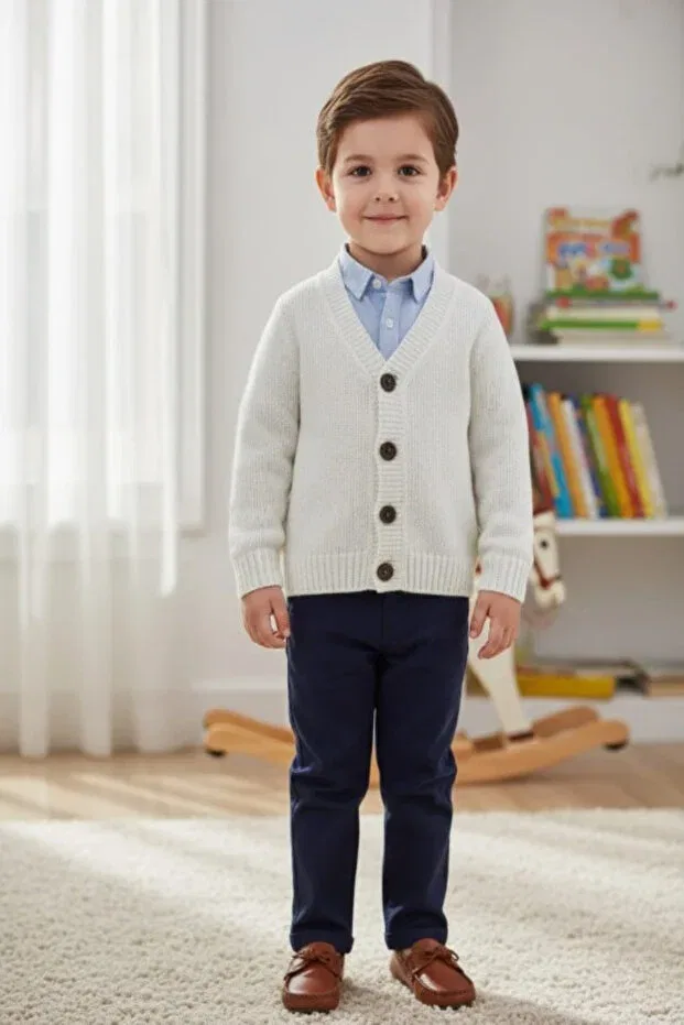Детский кардиган хлопковый Meriç Bebe - Bütün Çocuklar Melektir. Mrc, Ecru — фото 2