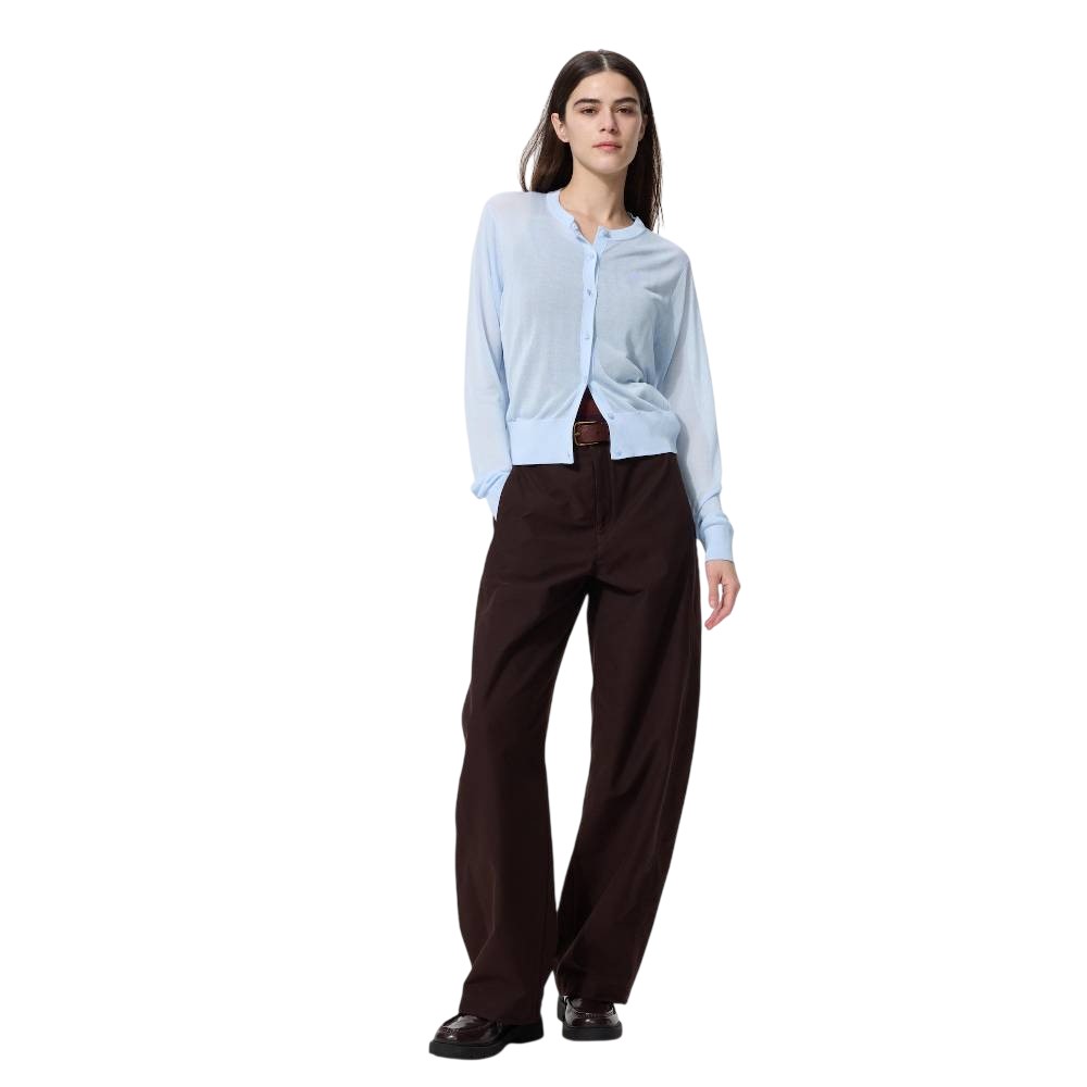 Кардиган  Uniqlo Sheer Сrew Neck Short / washable, 60 светло-голубой — фото 2