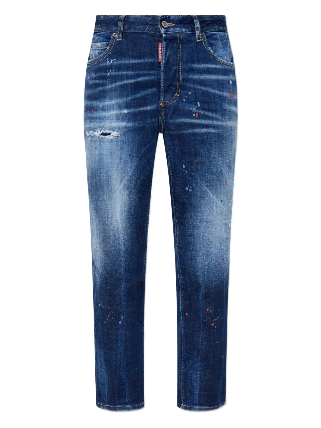 Джинсы с логотипом и потертостями DSQUARED2, синий