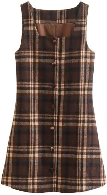 Женское платье-комбинация в клетку Casual, Plaid