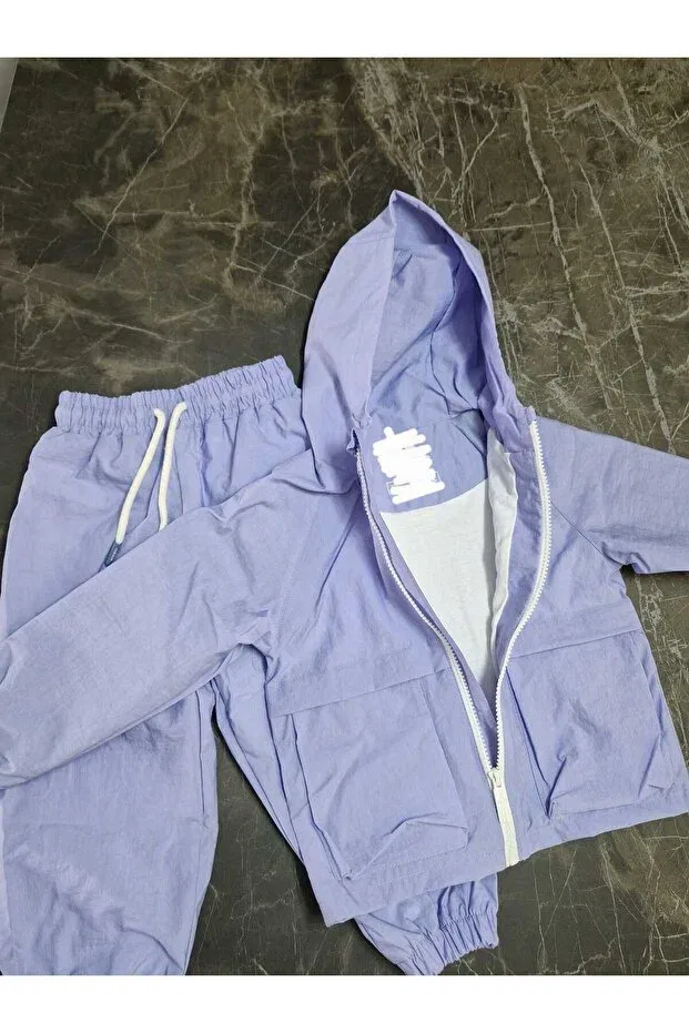 Детский спортивный комплект для девочек на молнии Parachute fabric tracksuit set Bloom Kids Store, Purple — фото 2