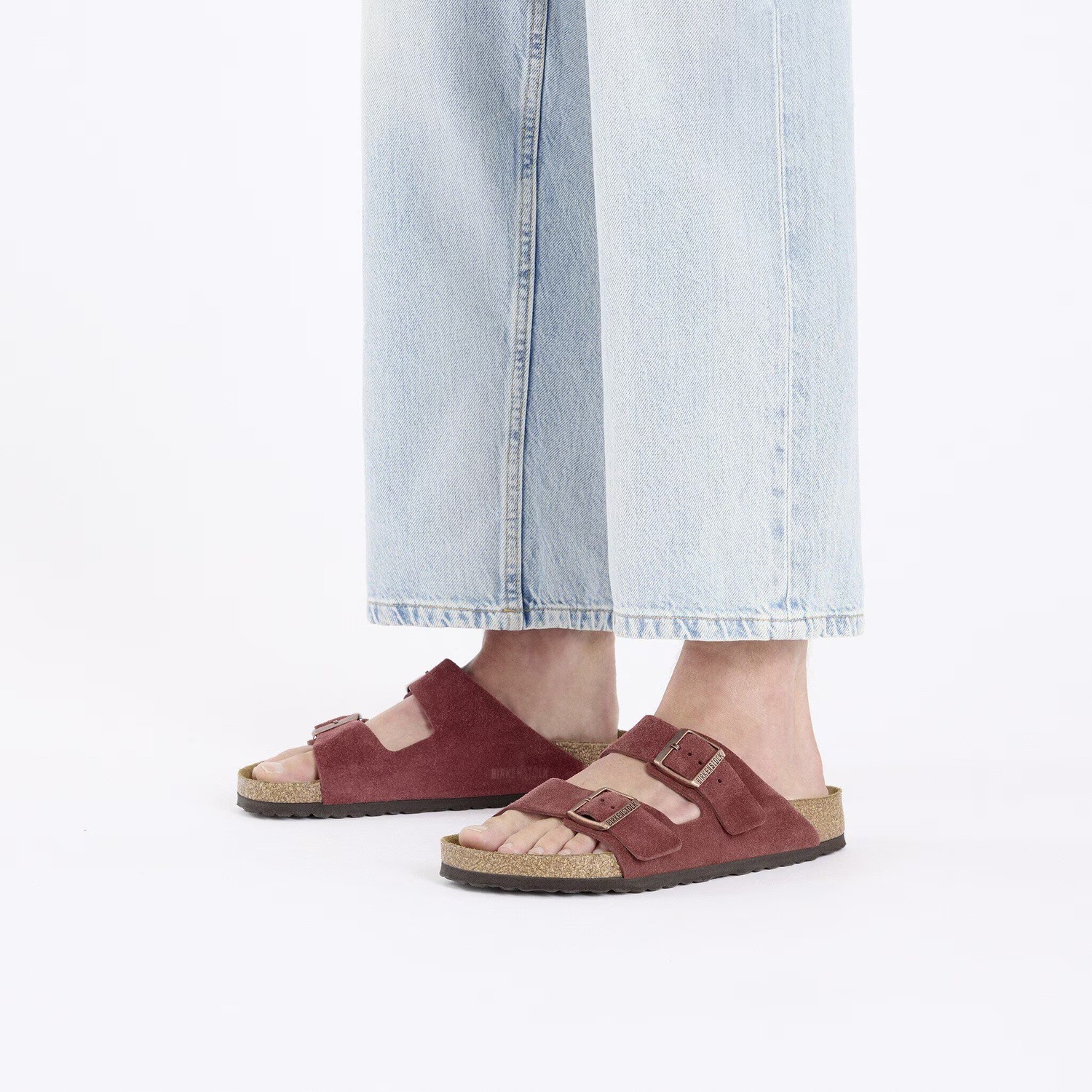 Сандалии Birkenstock Arizona Suede Leather унисекс, бордовый — фото 2