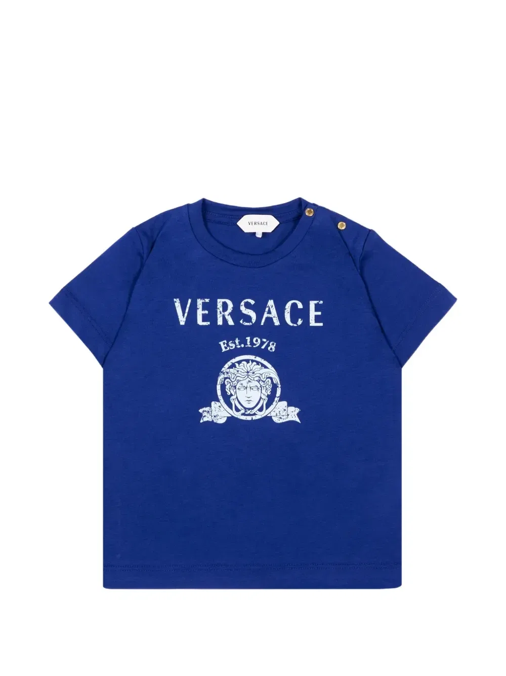 Футболка с принтом Медузы Versace Kids, синий