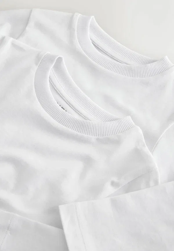Футболка с длинным рукавом 100% хлопок Long sleeve fit 2 pack Next, white, белый — фото 3