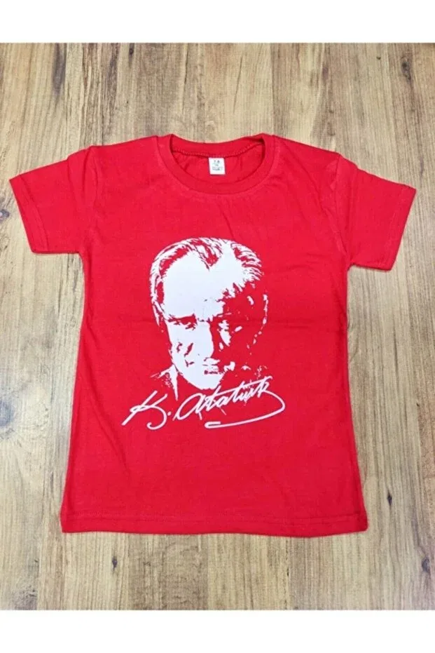 Детская футболка для девочек с принтом Unisex Children's Ataturk T-Shirt April 23 Generic Brands, Red