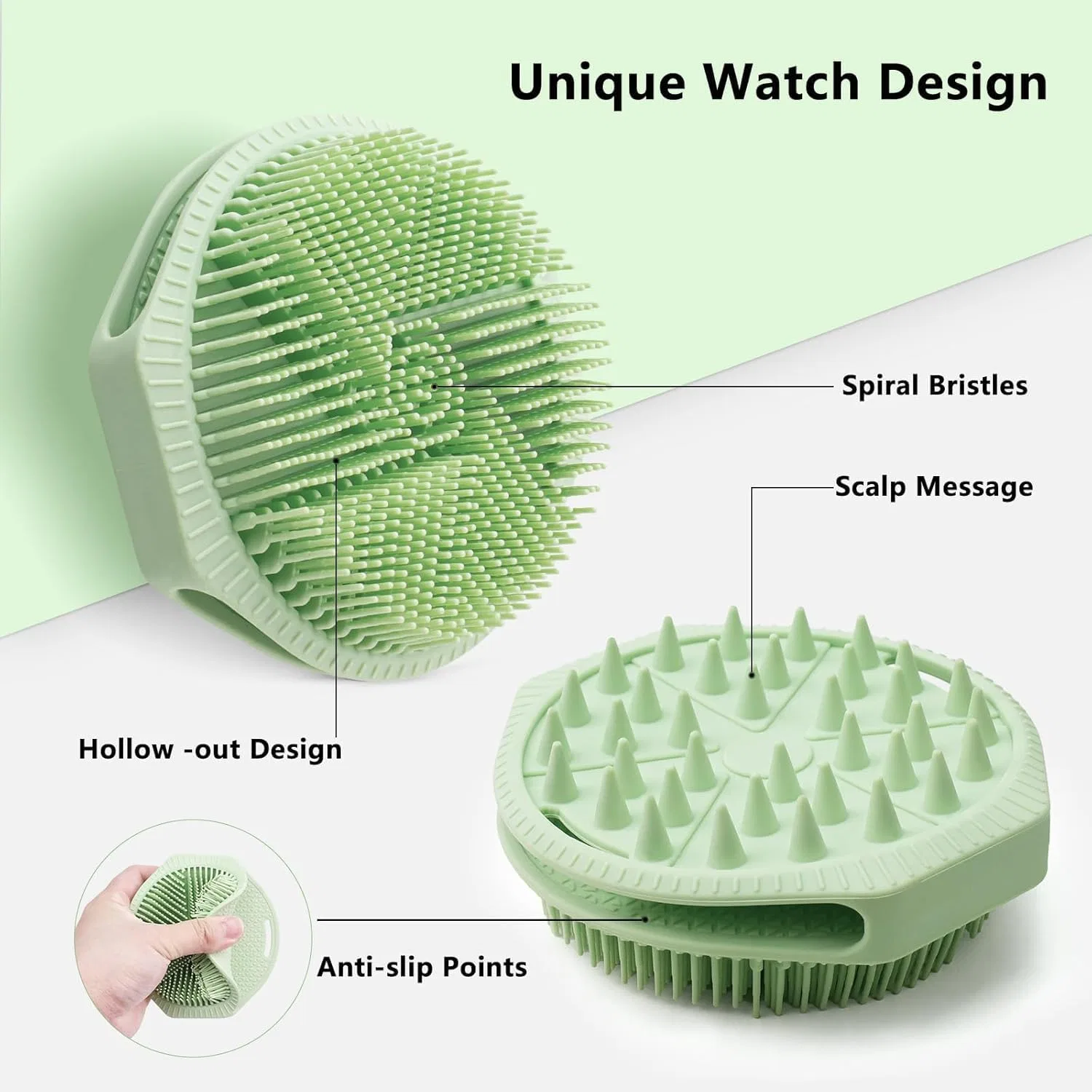 Силиконовый скраб для тела 2 шт, Mabnuby, квадратный фиолетовый + Watch Green — фото 4