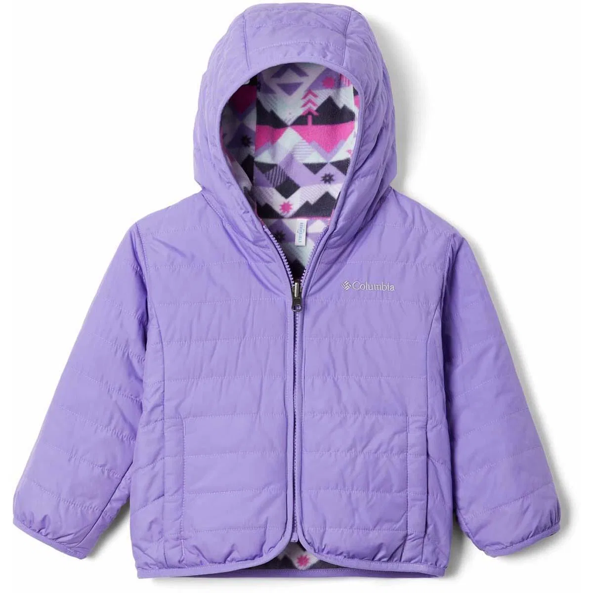 Куртка детская утепленная на флисе Columbia Double Trouble, Paisley Purple/White Checkpoint — фото 2