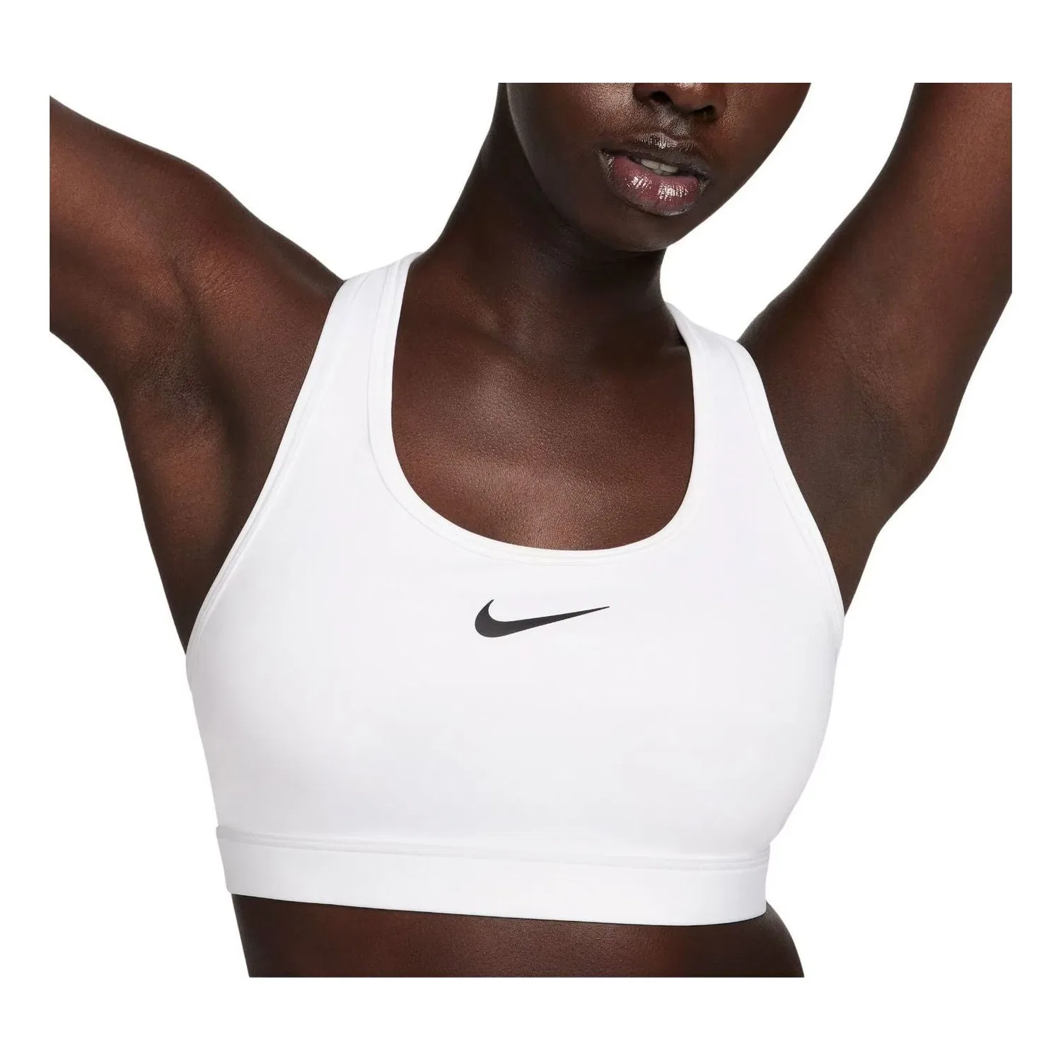 Бюстгальтер Swoosh Medium-Support Padded Sports Bra 'White Stone Mauve Black' Nike, White/Stone Mauve/Black