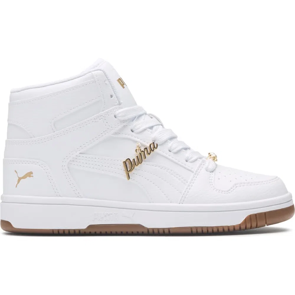 Детские высокие кроссовки Puma, White/Gold — фото 2