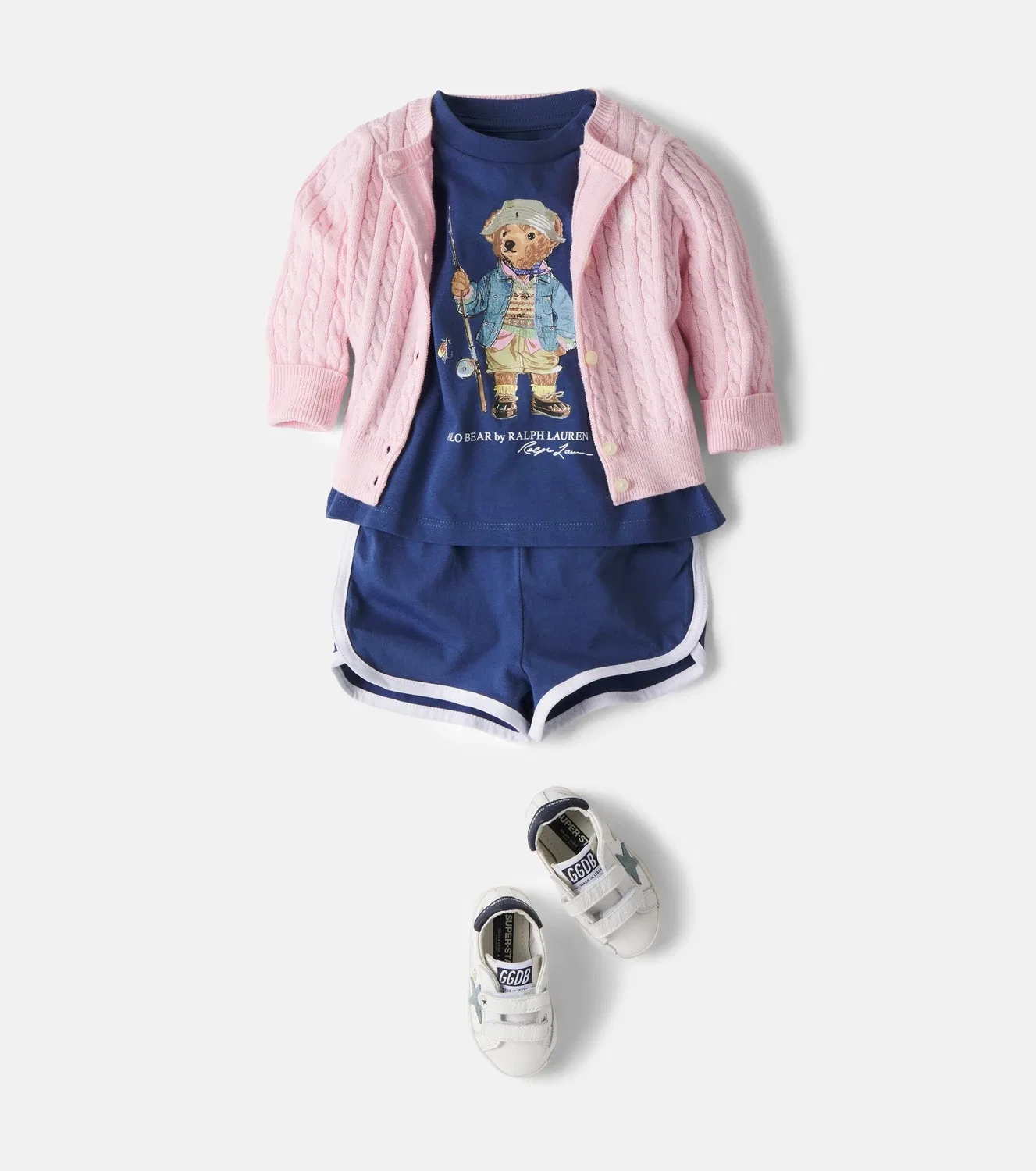 Комплект из футболки и шорт Baby Polo Bear, Polo Ralph Lauren Kids, синий — фото 2