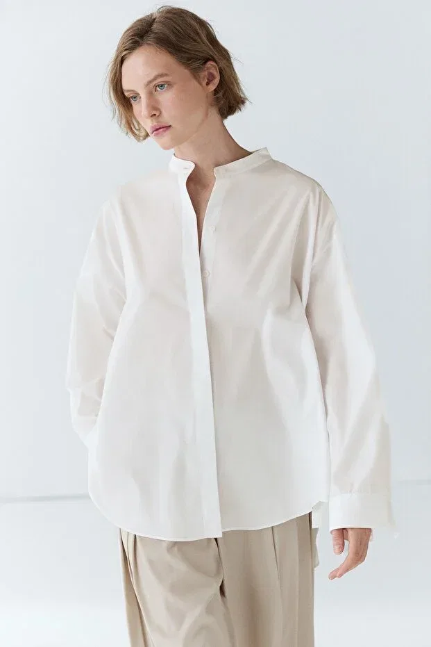 Женская рубашка с длинным рукавом Massimo Dutti, White — фото 2