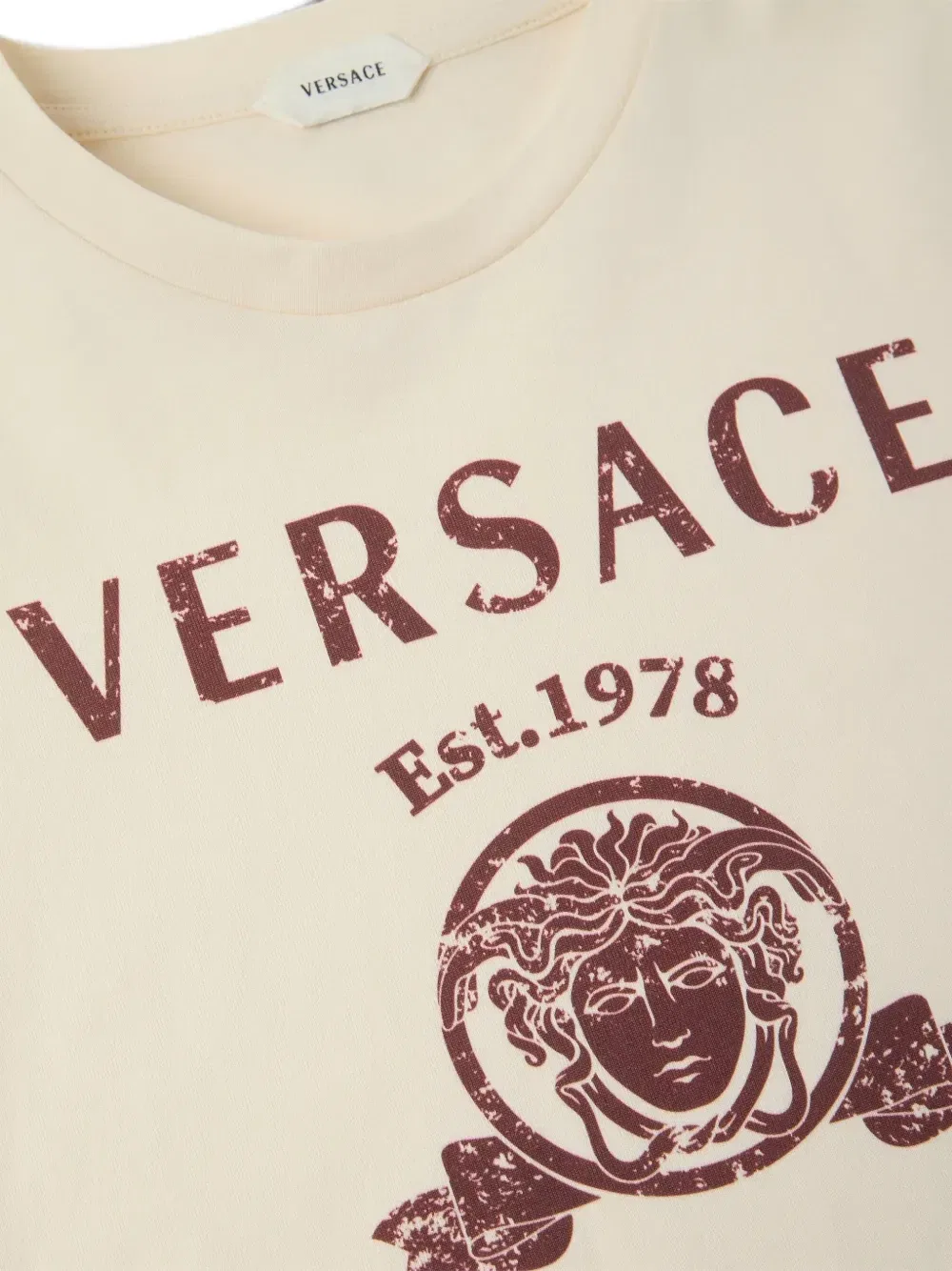 Футболка из джерси с принтом Versace Kids, бежевый — фото 3