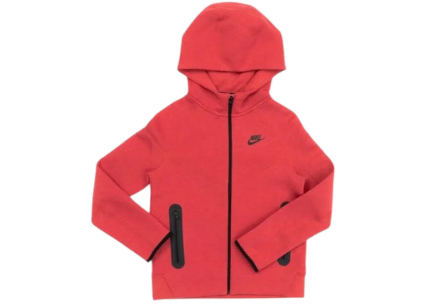 Детская худи из футера Tech Fleece Nike, Light University Red Heather/Black/Black