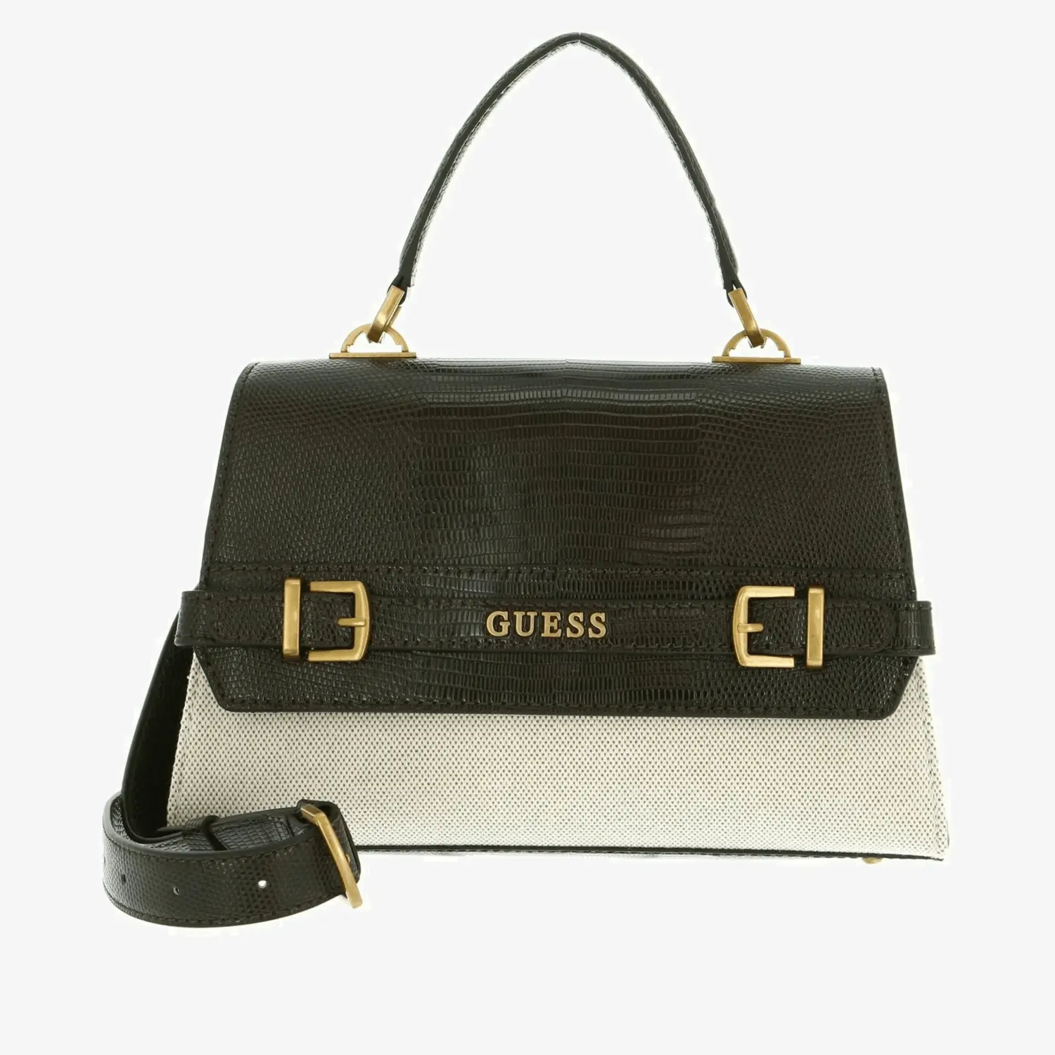 

Сумка Guess Sestri Top Handle Flap, темно-коричневый/бежевый