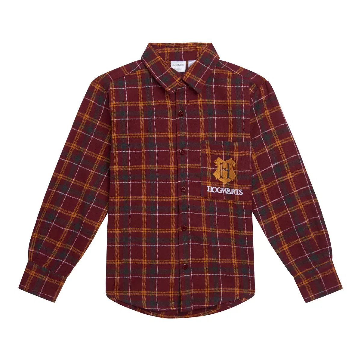 Детская рубашка с длинным рукавом в клетку Harry Potter, Maroon