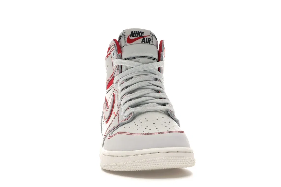 Детские кроссовки с кожаным верхом Jordan 1 Retro High, Sail/Black-Phantom-Gym Red-University Red — фото 2