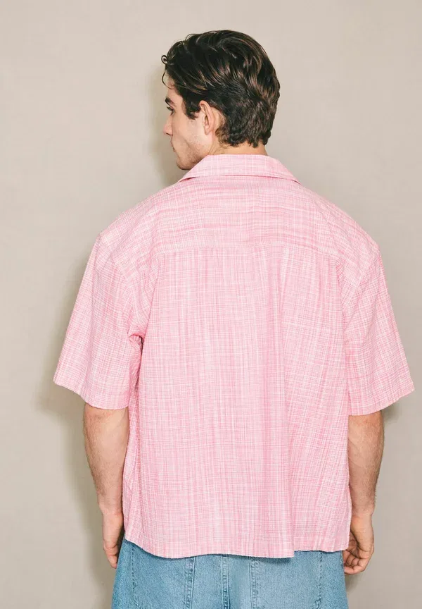 Рубашка с коротким рукавом, клетчатая, Regular fit - check short sleeve shirt, Next, Pink Micro, розовый