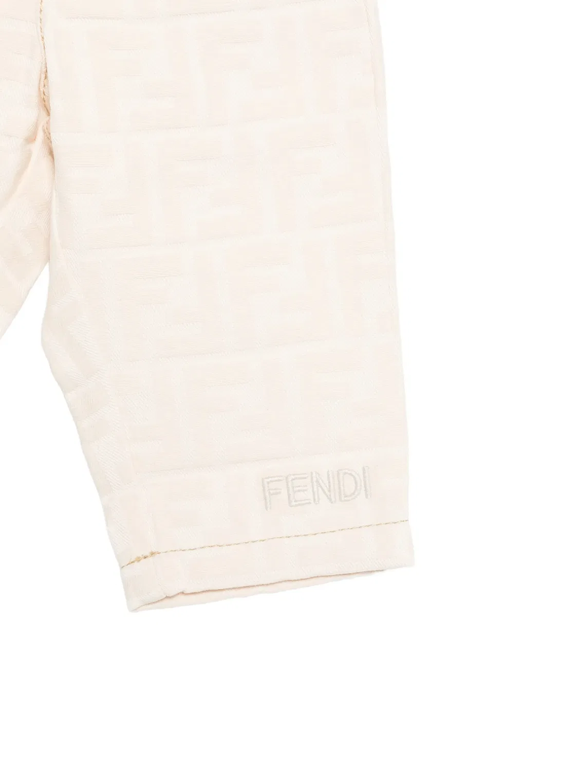 Брюки с тисненым логотипом FF Fendi Kids, нейтральные цвета — фото 3
