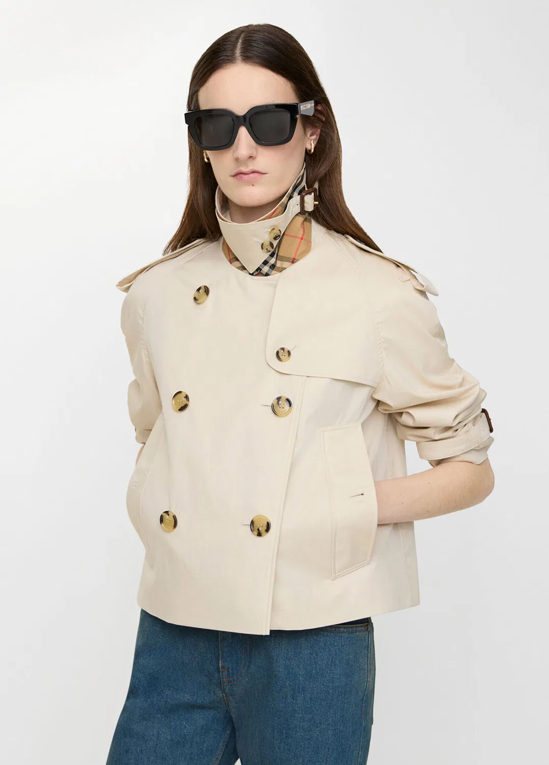 Тренч Burberry Tropical Mayfair, укороченный, бежевый — фото 4