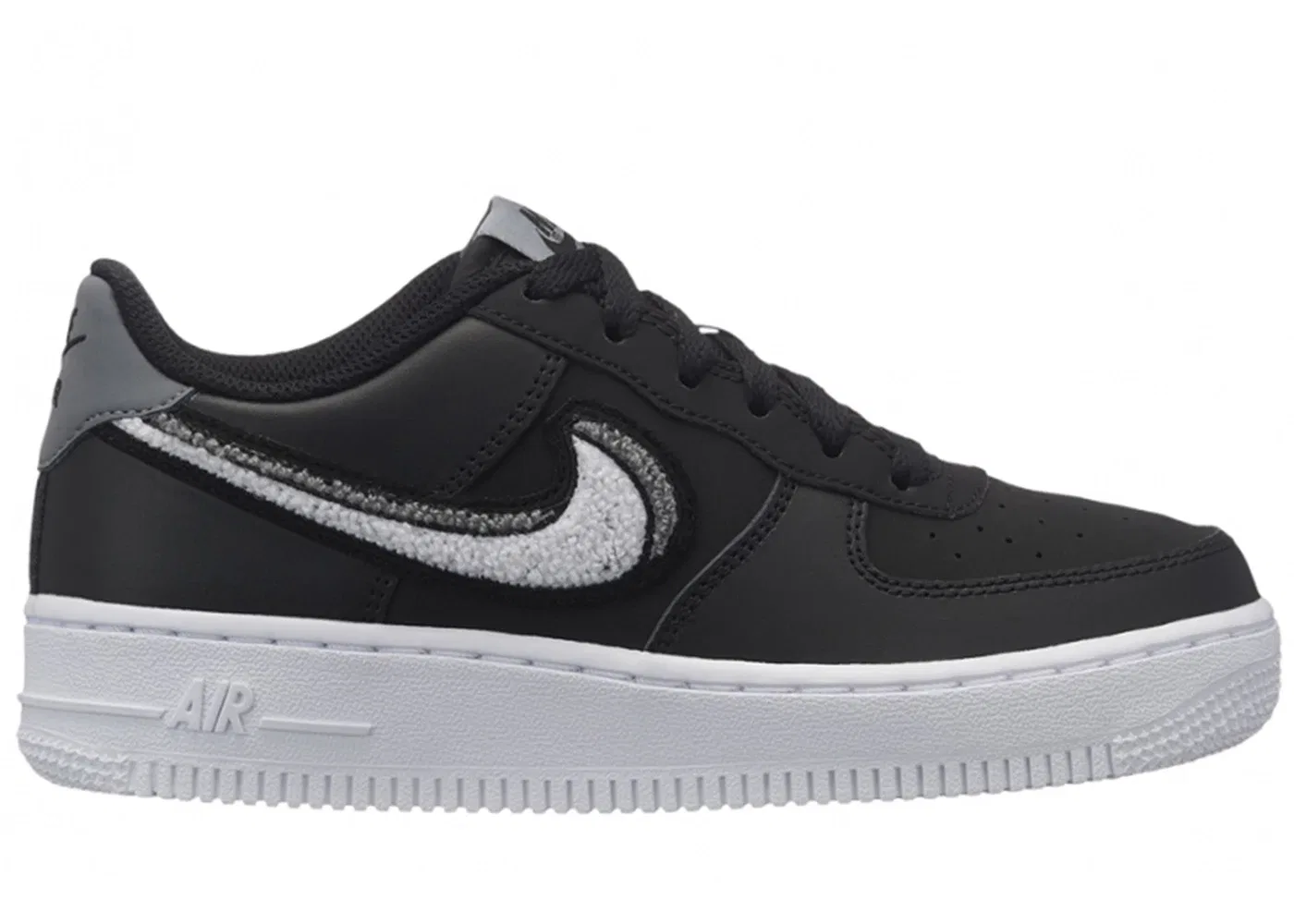 Детские кроссовки с принтом Nike Air Force 1 Low LV8 Chenille Swoosh, цвет Black/White-Grey