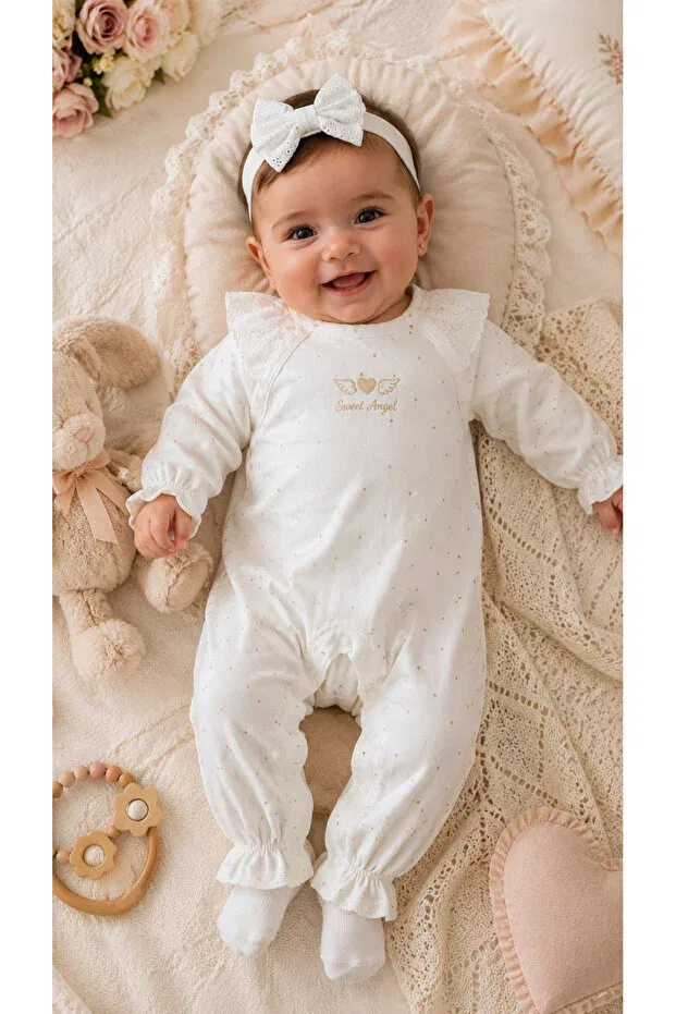 Детский комбинезон для девочек хлопковый My Babies Label, White