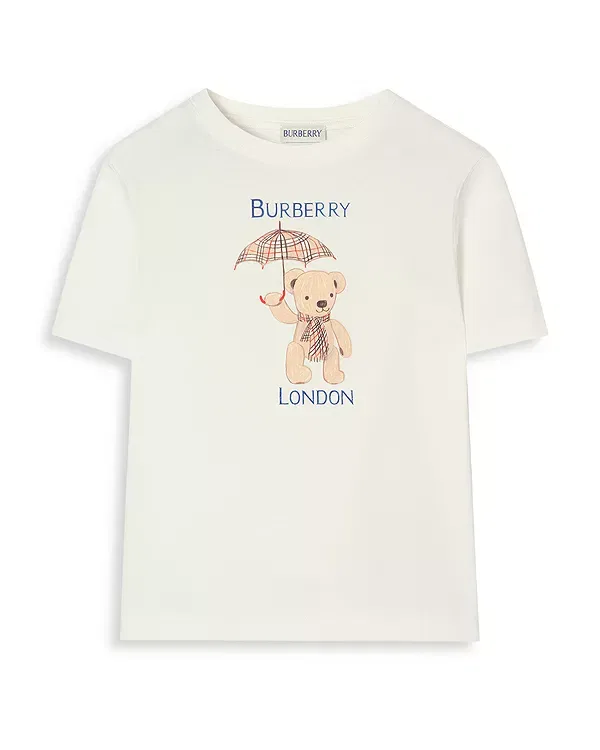 Детская футболка для мальчиков хлопковая London Bear Cotton Tee Burberry, Chalk White