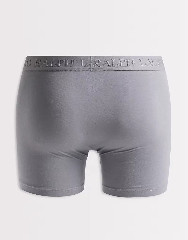 Боксеры-брифы хлопковые стретч тональные 3 шт Polo Ralph Lauren, черный/серый/белый — фото 2
