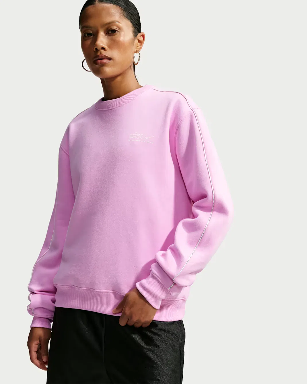 Women's "Nike Athletic Department" Crew Nike Studio Fleece Medium Weight "Graphic Pack", Pink Rise/Sail — фото 3