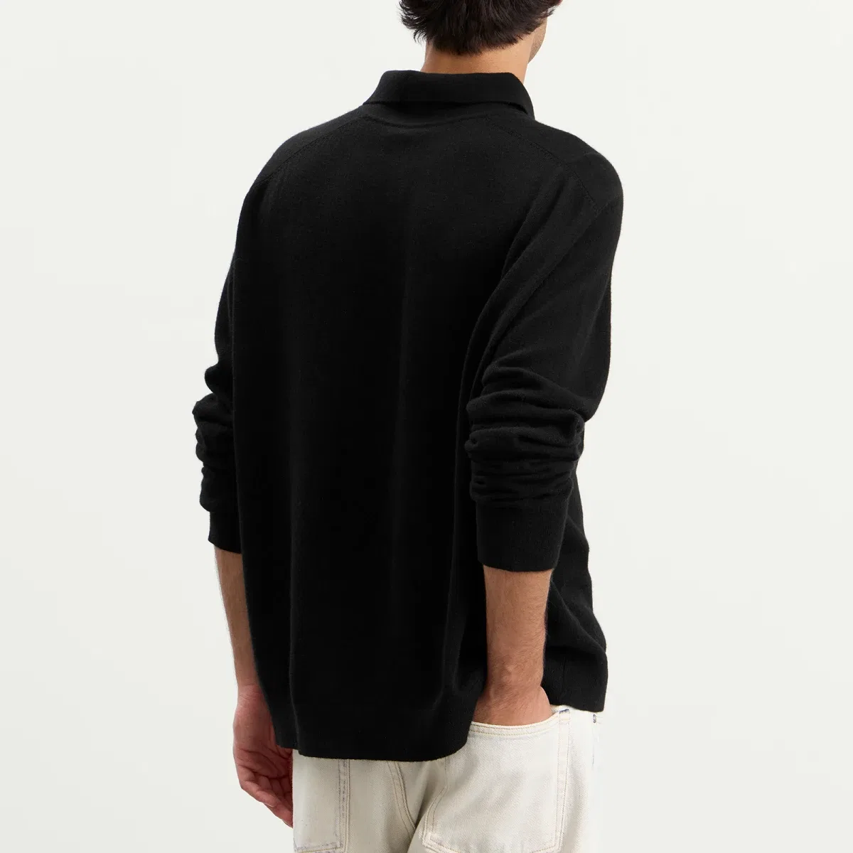Пуловер с поло из ячьей шерсти Kluxey light richard yak polo jumper Acne Studios, Black — фото 3