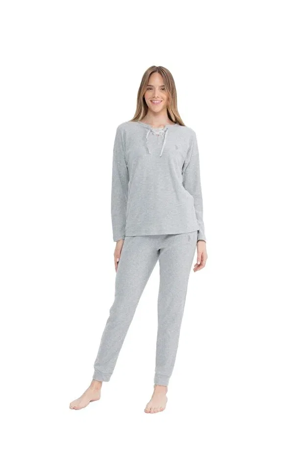 Женский пижамный комплект с длинным рукавом U.S. Polo Assn., Gray Melange
