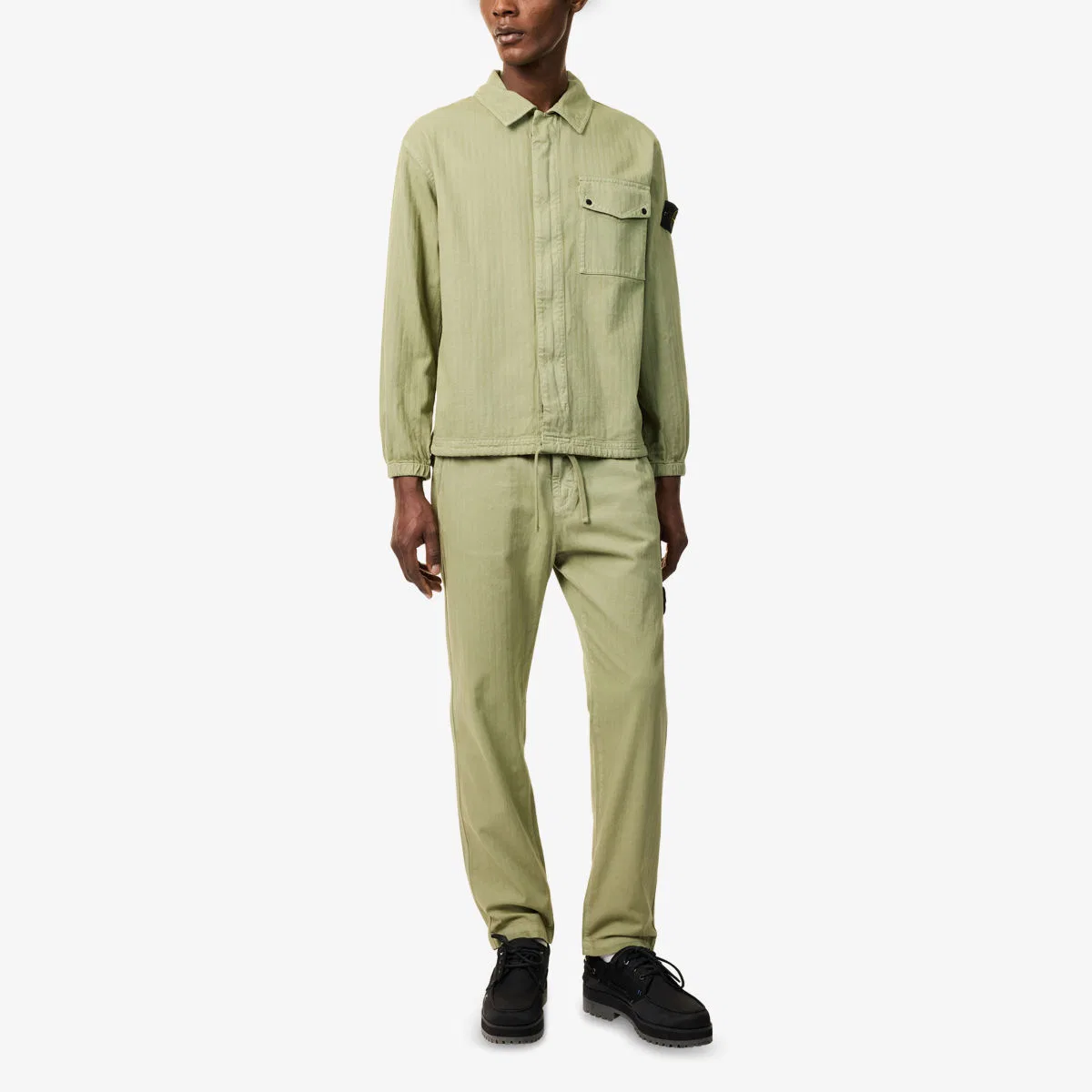 Хлопковые брюки Compass-badge в елочку Stone Island, зеленый — фото 2