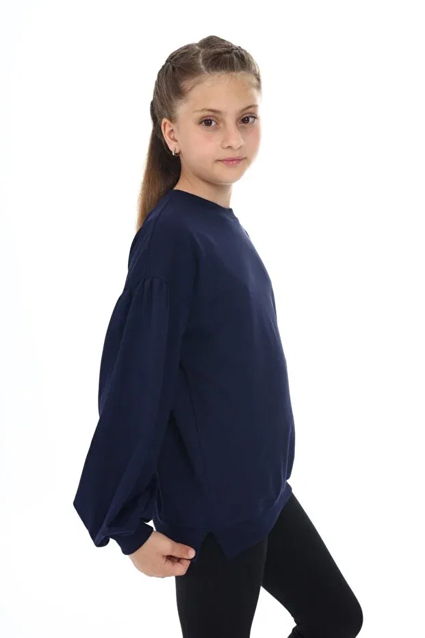 Детские свитшот для девочек с длинным рукавом Toontoy, Navy Blue — фото 2