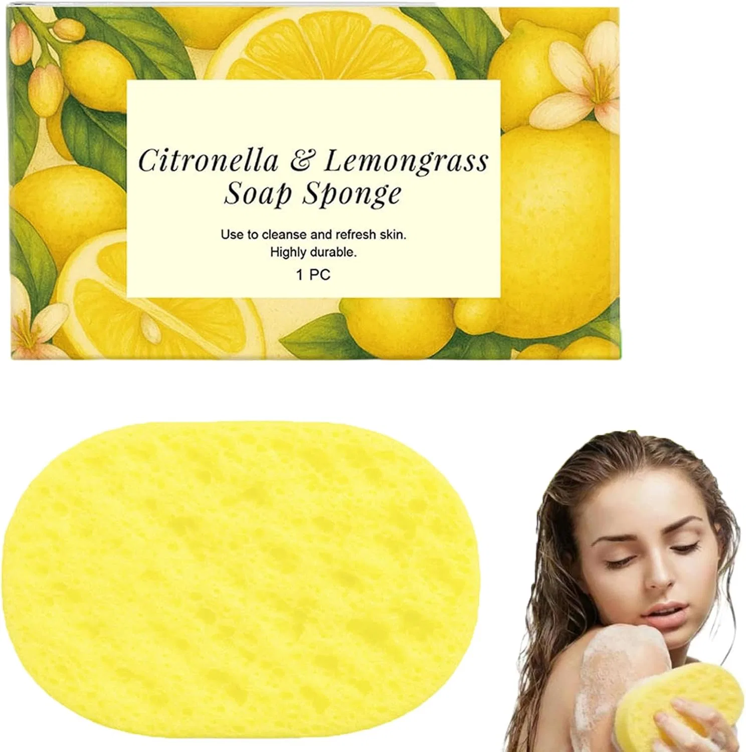 Мыльная губка Citronella & Zitronengras, натуральная морская губка, 10x5x2 см, Gelb Generisch