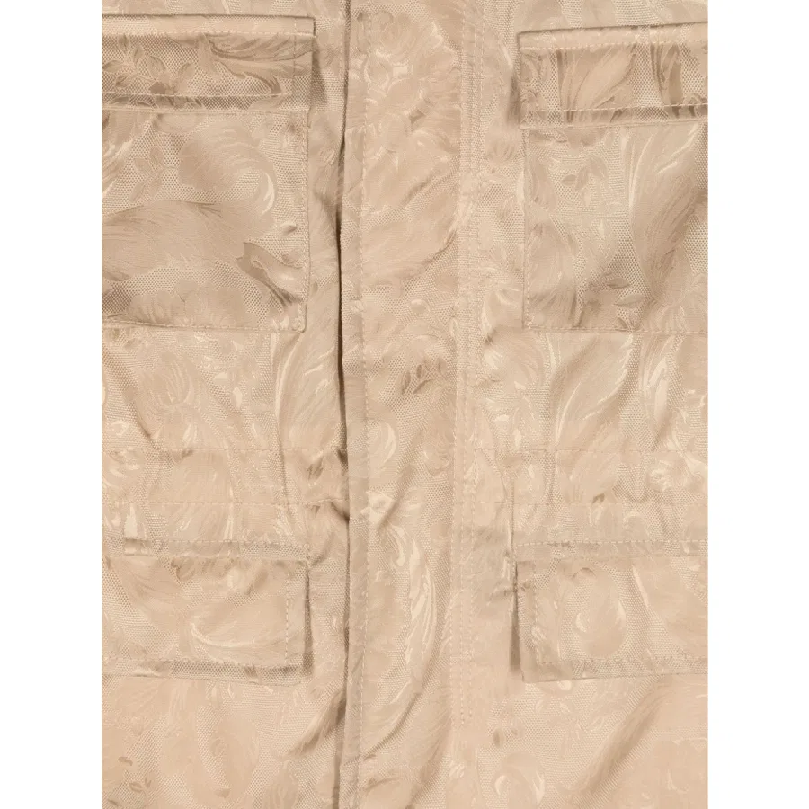Детская куртка с жаккардовым узором Barocco Kids Barocco-Jacquard Classic Collar Jacket Young Versace, Sand — фото 3