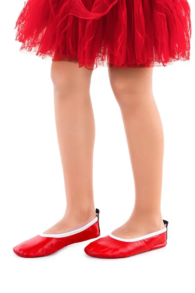 Детские балетки для девочек с коротким каблуком Kiko Kids, Red — фото 3