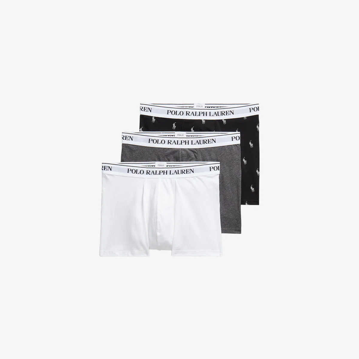 Классический комплект из трех плавок из эластичного хлопка Polo Ralph Lauren, белый/черный