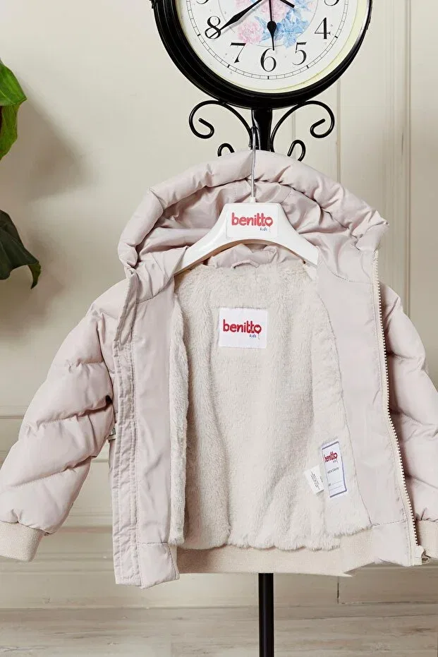 Детское зимнее пальто для мальчиков с капюшоном Benitto Kids, Beige — фото 4