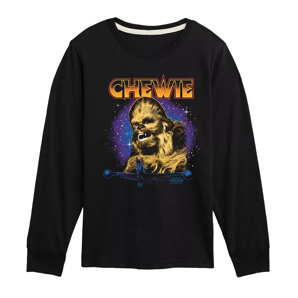 Детский лонгслив с принтом Chewie Hair Metal Star Wars, Черный