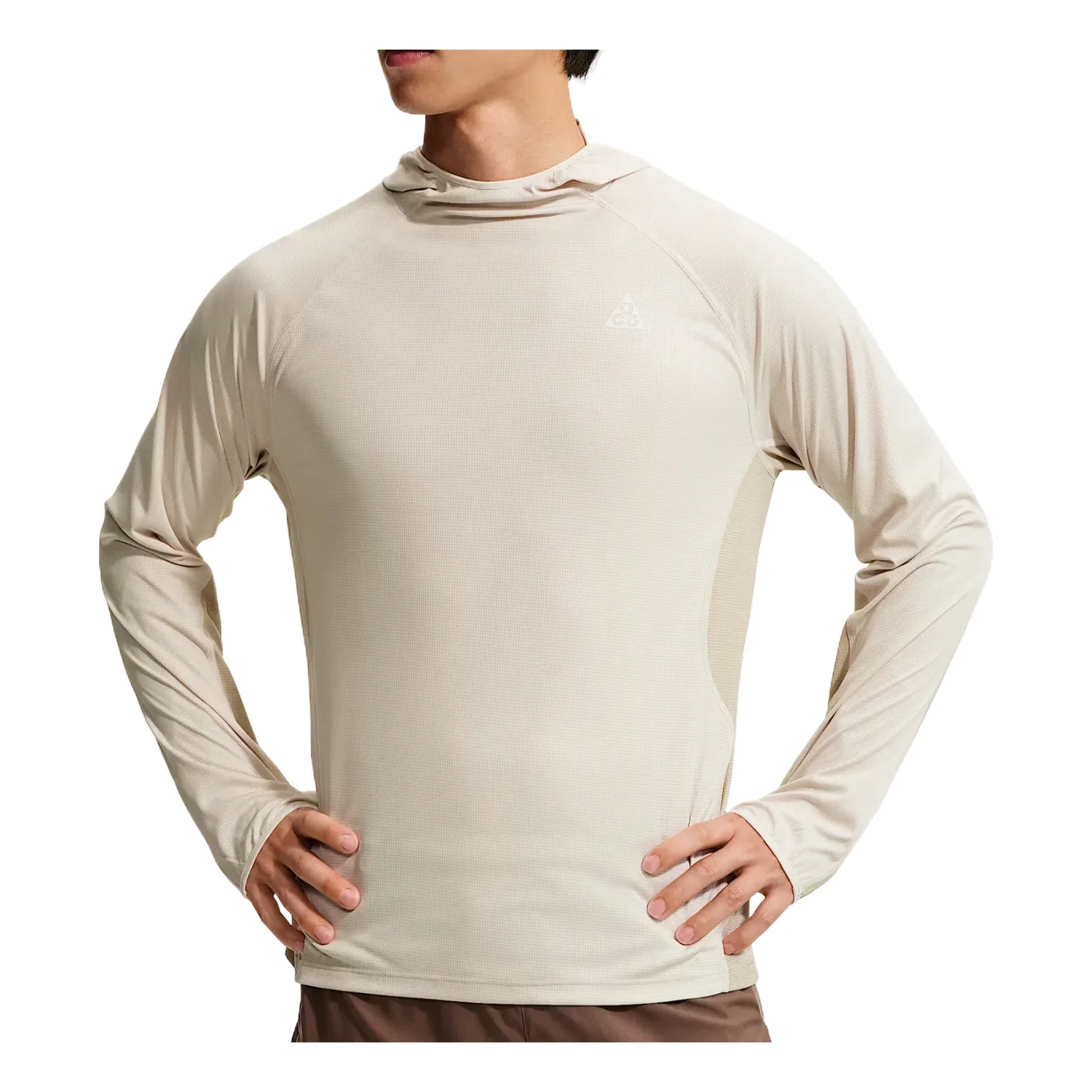 Мужская футболка ACG Solar Chase Dri-FIT UV Protection Hooded T-Shirt 'Light Orewood Brown C Nike, Light Orewood Brown/Cream Ii/Summit White