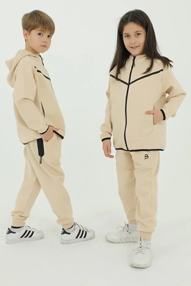 Детский комплект спортивного костюма с капюшоном Black One, Beige — фото 3