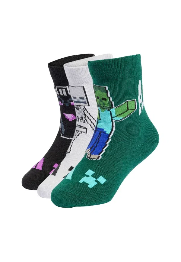 Детские носки Adidas Minecraft, 3 пары в упаковке, унисекс - носки Adidas Sportswear, черный/зеленый/светло-серый