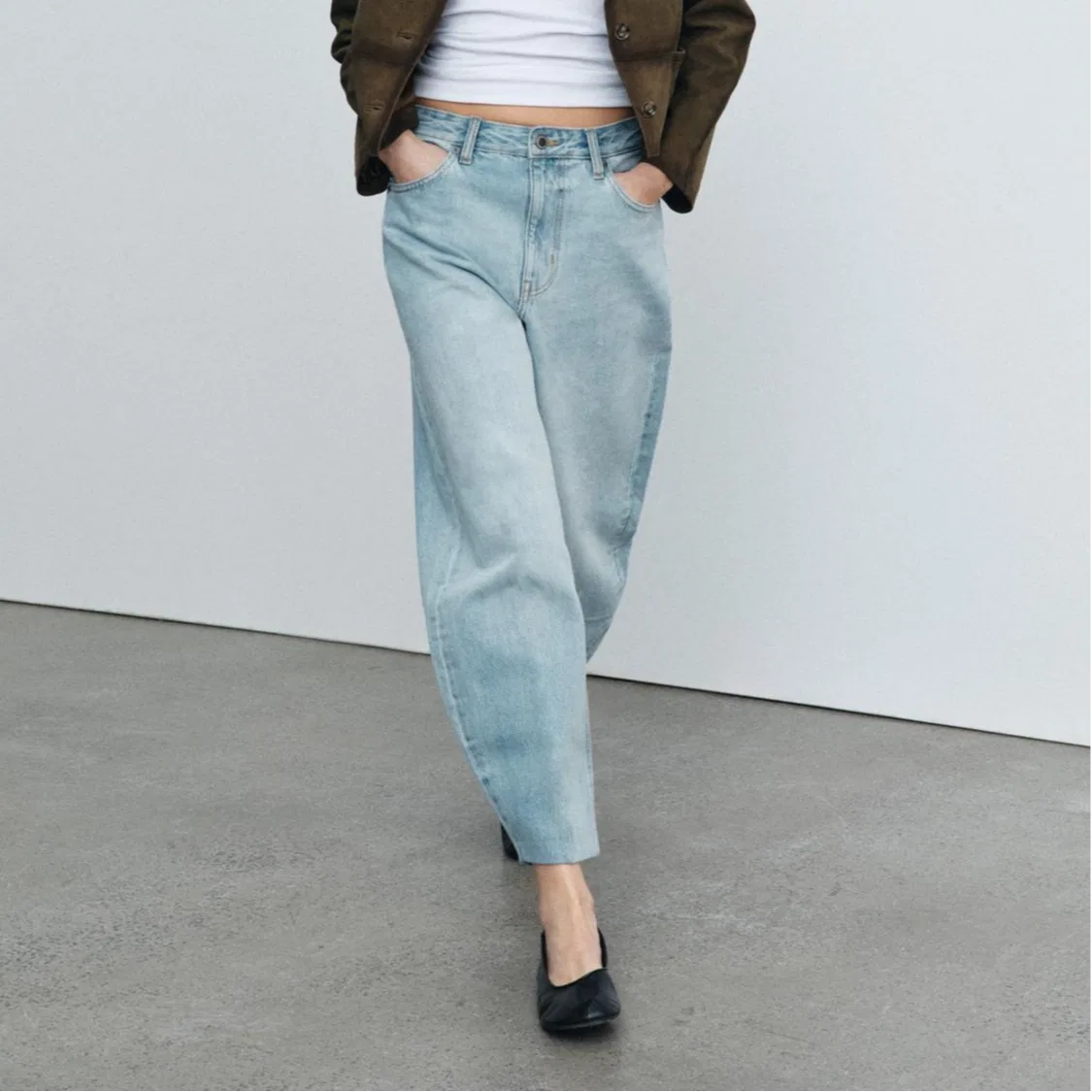 Женские джинсы зауженные Light Blue ZARA — фото 4