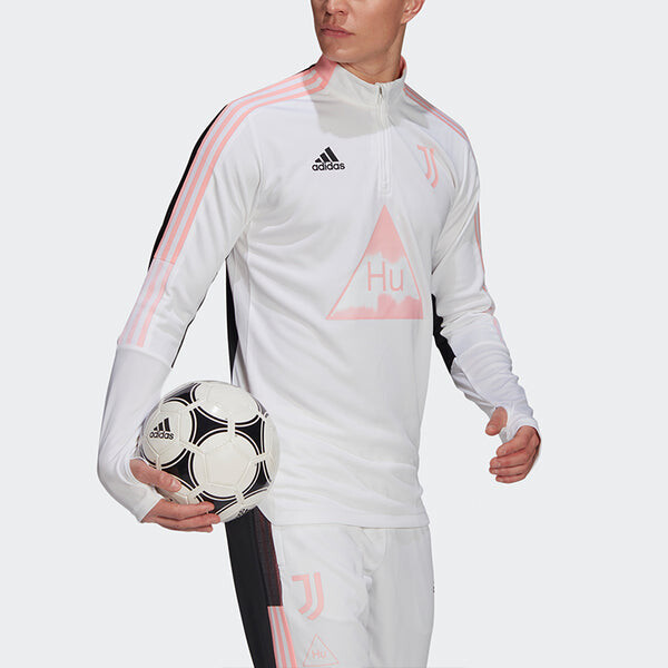 Толстовка adidas x Crossover Juve Hu Tr Top Juventus Soccer/Football Half Zipper Stand Collar Sports White Black Colorblock, белый — фото 4