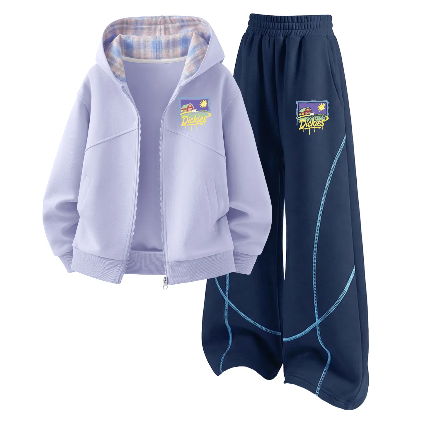 Детский комплект из худи и брюк с принтом Sino Painting K Twilight Mountain Purple, Dickies, Black