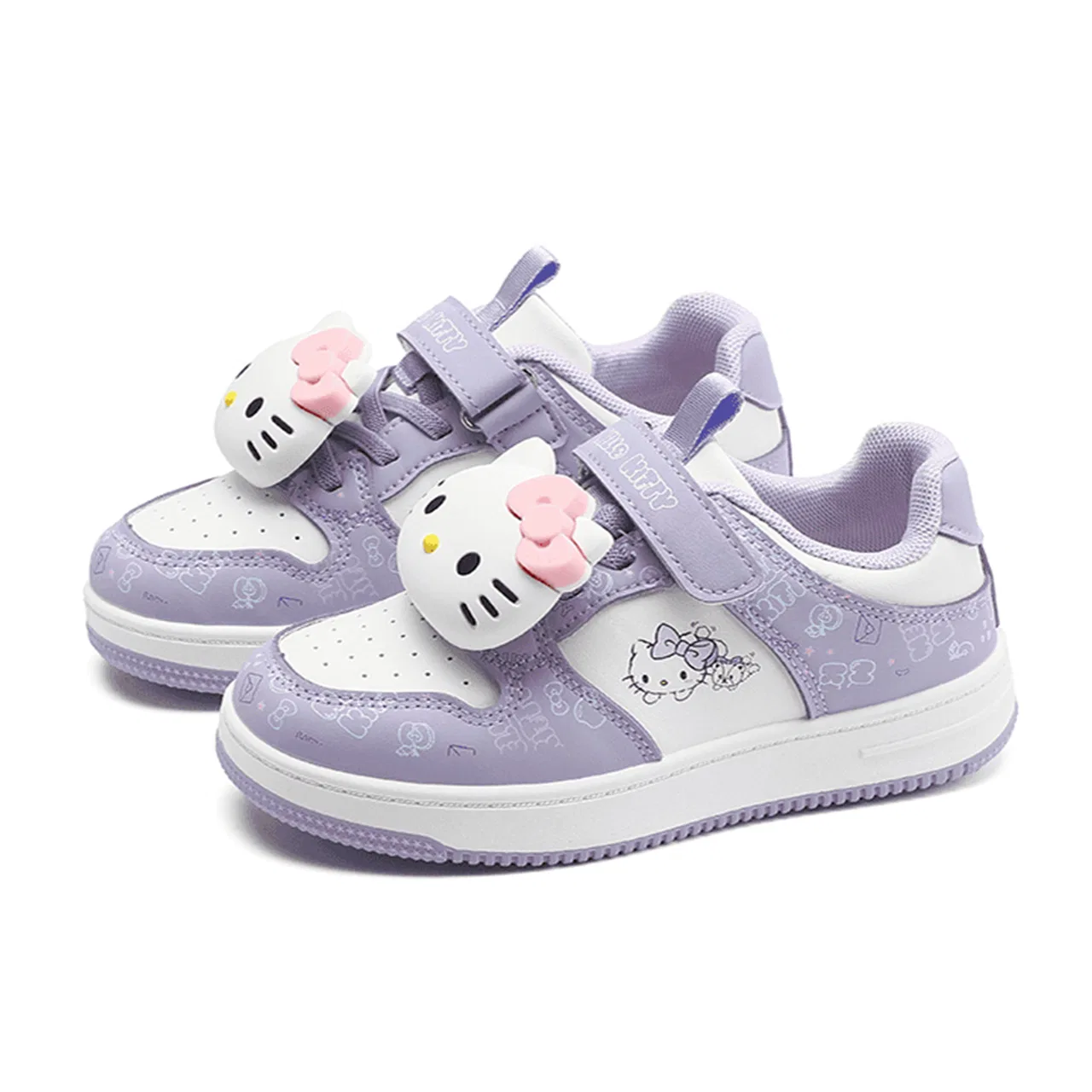 Детские кроссовки для скейтбординга с принтом Hello Kitty Sanrio, White Purple