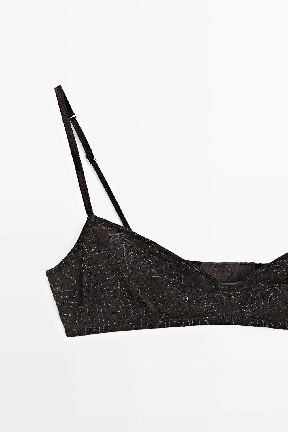 Бюстгальтер Massimo Dutti With Embroidered Detail, угольно-серый — фото 4