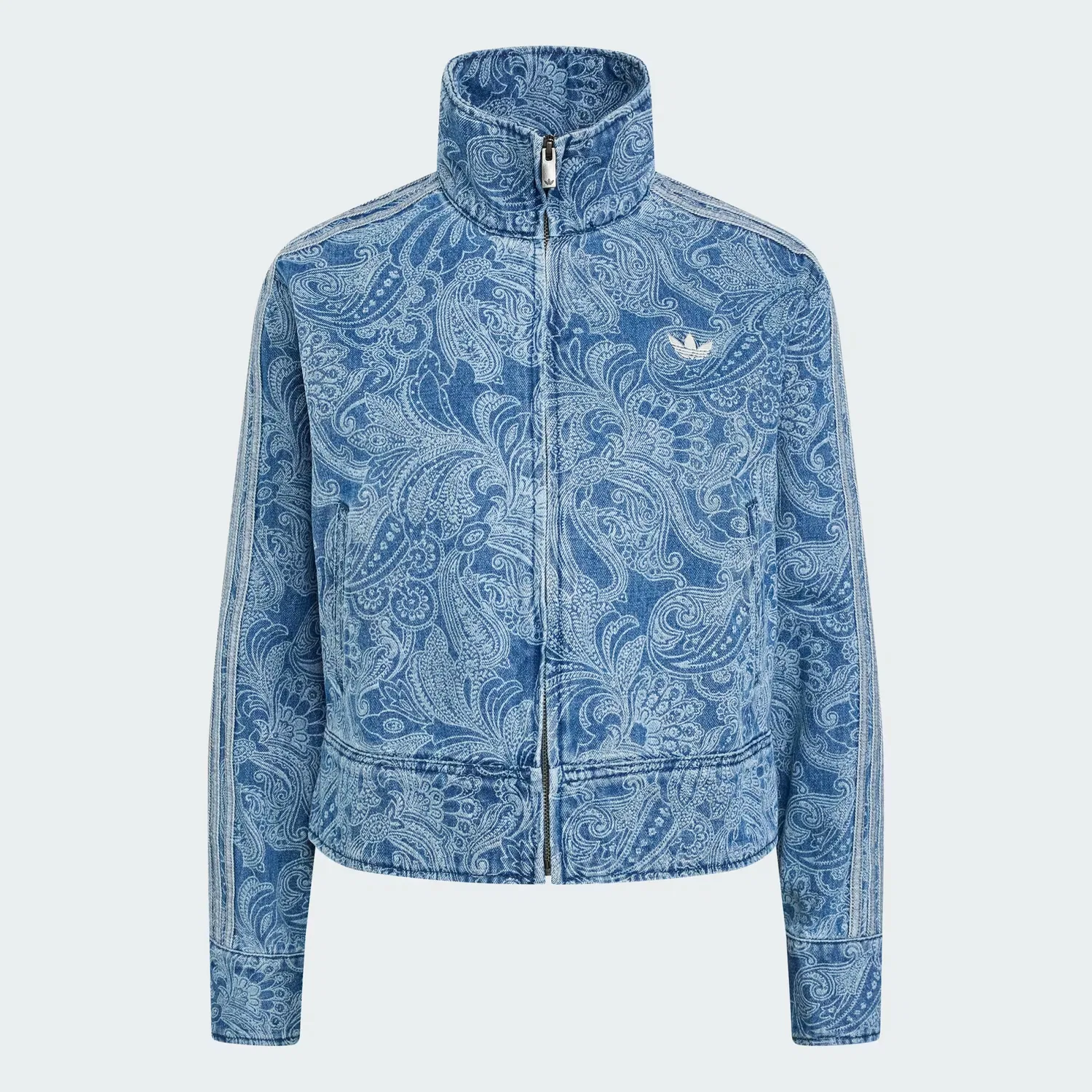 Женская джинсовая куртка с принтом пейсли Liberty London Firebird Adidas Originals, средний винтажный деним/светлый деним — фото 4