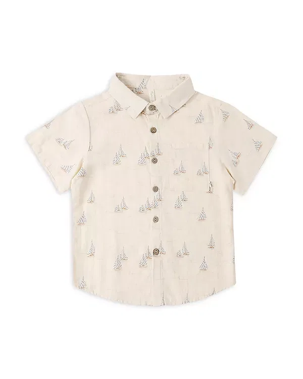 Детская классическая рубашка для мальчиков с принтом Sailboat Print Rylee + Cru, Natural